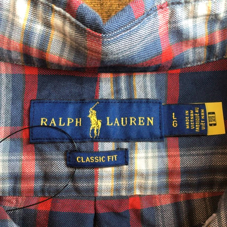 【Ralph Lauren】 ラルフローレン チェック柄 長袖BDシャツ L ブルー レッド