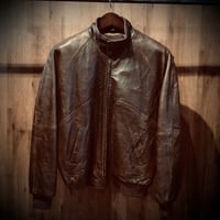 【CONTEXT】 コンテキスト レザージャケット ボマージャケット ブラウン Sサイズ 幾何学柄ライナー