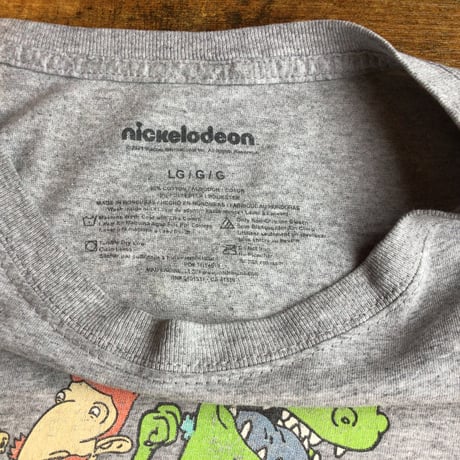 【nickelodeon】 ニコロデオン アニメキャラクター大集合 バックプリント Tシャツ 霜降りグレー ホンジュラス製 L