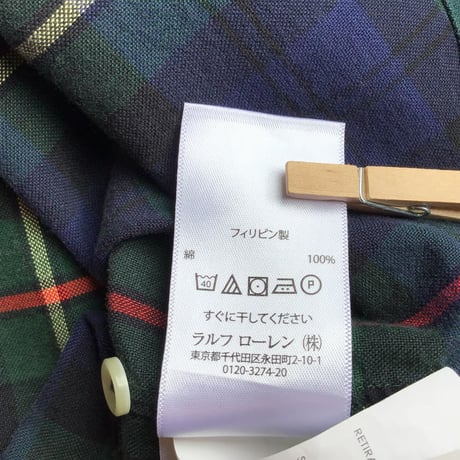 【POLO RALPH LAUREN】 ポロ ラルフローレン タータンチェック ボタンダウンシャツ L グリーン×ネイビー