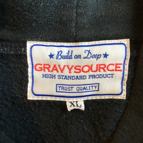 【GRAVYSOURCE】 グレイビーソース ボックスロゴ＆バックナンバリング スウェットパーカー XL 黒