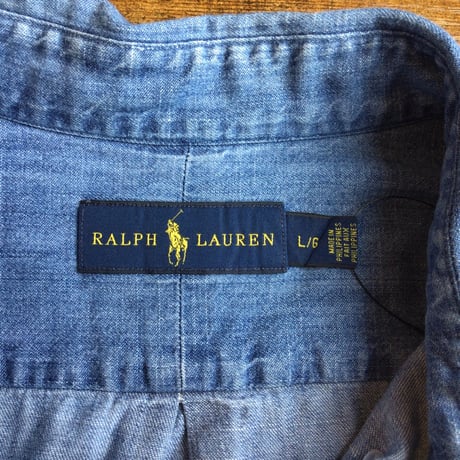 【Ralph Lauren】 ラルフローレン デニム ボタンダウンシャツ L インディゴブルー