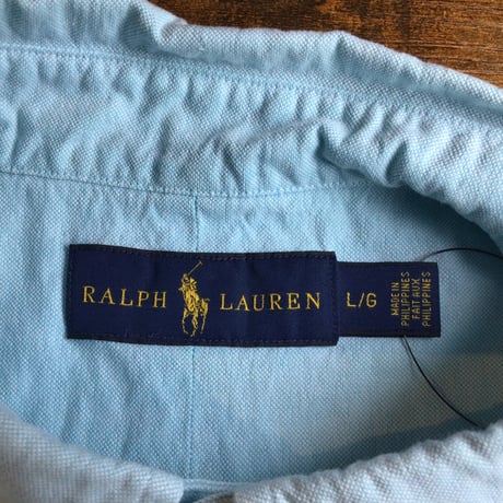 【Ralph Lauren】 長袖 オックスフォード ボタンダウンシャツ L ライトブルー ラルフローレン