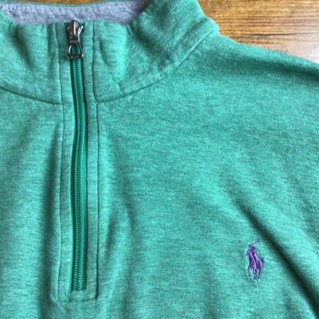【POLO RALPH LAUREN】 ポロ ラルフローレン ハーフジップ スウェット 2XL グリーン ポニー刺繍