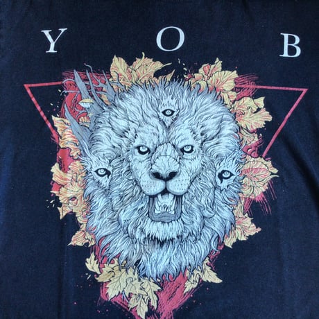 【YOB】 バンドTシャツ ライオン アート グラフィック 半袖 ブラック 黒 M相当