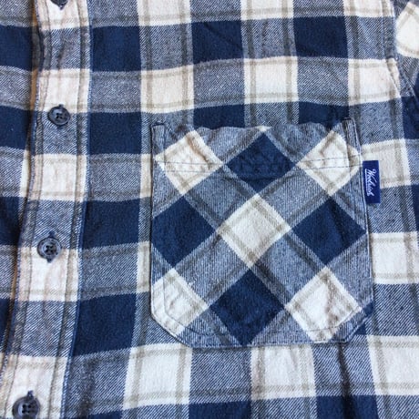 【WOOLRICH】 ウールリッチ 長袖 フランネル ネルシャツ ボタンダウン ネイビー ベージュ チェック柄 インド製 M
