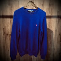【Polo by Ralph Lauren】 ポロ ラルフローレン コットンニット セーター M 青 ブルー