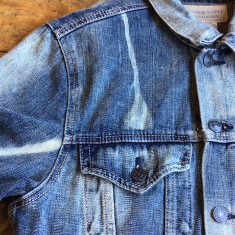 DENIM & SUPPLY RALPH LAUREN デニム＆サプライ ラルフローレン ブリーチ加工 イーグル刺繍 デニムジャケット Gジャン M
