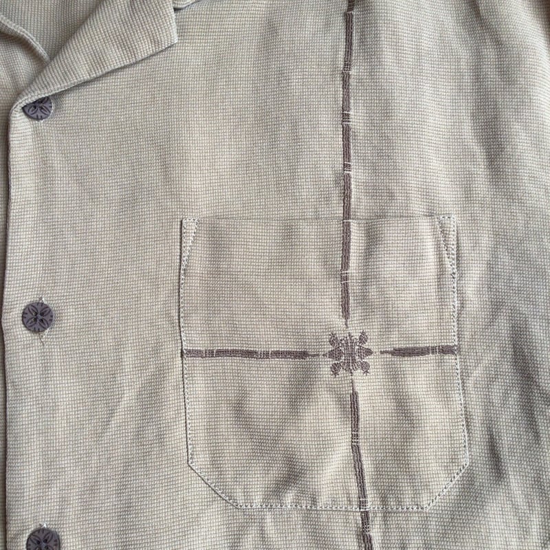 絹100%【Tommy Bahama】 トミーバハマ フラミンゴ刺繍 シルク オープン