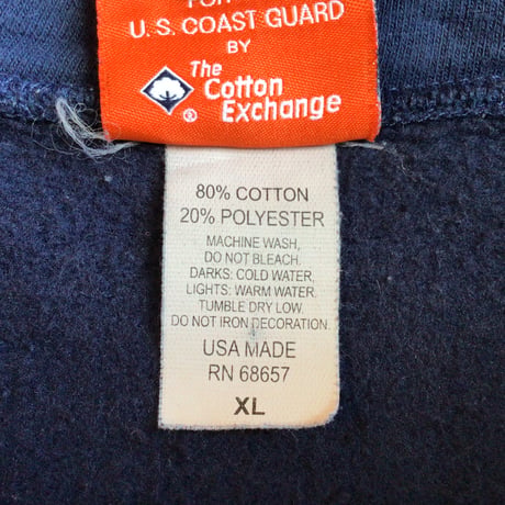 USA製 【U.S. COAST GUARD】 フルジップパーカー ネイビー XL 米沿岸警備隊 バックプリント The Cotton Exchange