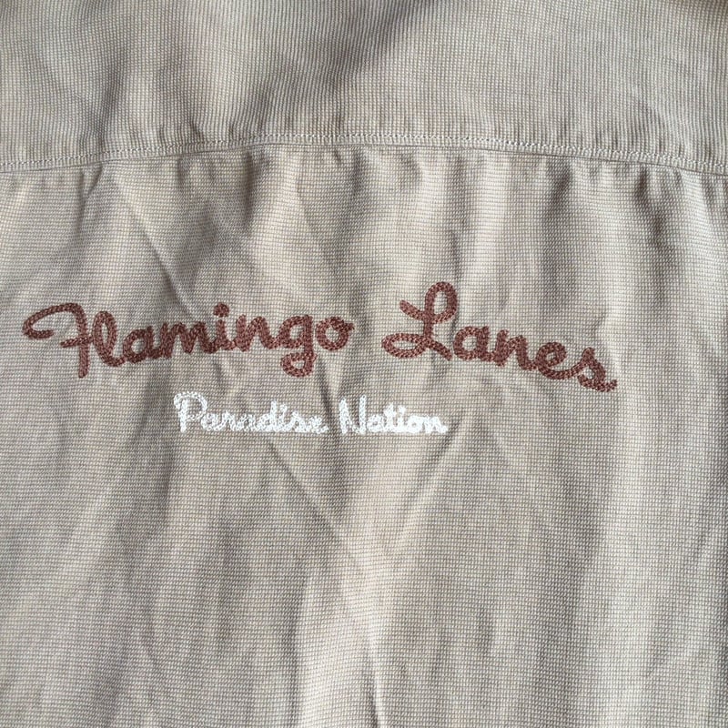 絹100%【Tommy Bahama】 トミーバハマ フラミンゴ刺繍 シルク オープン