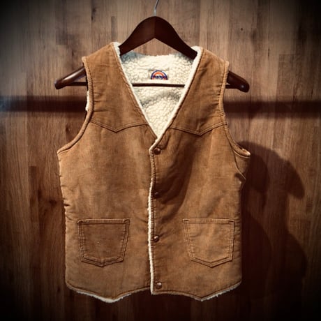 70s 【Wrangler】 ラングラー コーデュロイ 裏ボア ベスト キャメル ブラウン ヴィンテージ