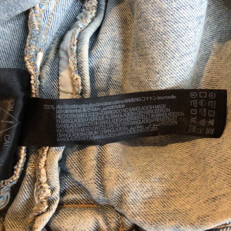 【ZARA】 ザラ ペイント＆グラフィック カスタム デニムジャケット Gジャン ダメージ加工 インディゴブルー ライトブルー メンズ L