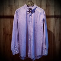 【RALPH LAUREN】ラルフローレン コットン ボタンダウンシャツ 長袖 パープル 紫 ワンポイント刺繍 ポニー  ビッグサイズ 古着 XXL