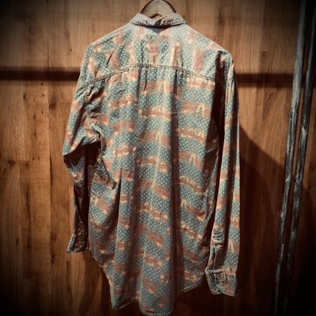 【Levi's】 リーバイス 総柄 長袖 シャツ 星条旗 アメリカ柄 スリランカ製 L