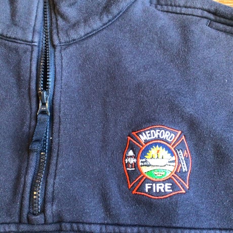 【5.11 TACTICAL】ハーフジップ スウェット L ネイビー MEDFORD FIRE 消防局 バックプリント タクティカル