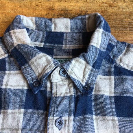 【WOOLRICH】 ウールリッチ 長袖 フランネル ネルシャツ ボタンダウン ネイビー ベージュ チェック柄 インド製 M