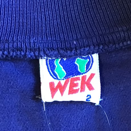 90s USA製 WEK 企業ロゴ 刺繍 襟付き スウェット ポロシャツ  ネイビー 古着