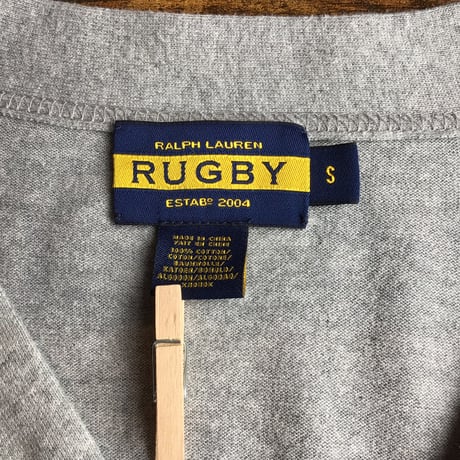 【RUGBY RALPH LAUREN】 ラグビー ラルフローレン 袖ライン ニット カーディガン S グレー コットン アメカジ 古着
