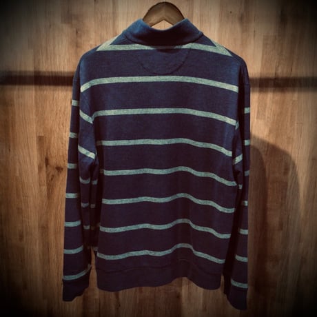 【POLO RALPH LAUREN】 ポロ ラルフローレン ボーダー ハーフジップスウェット L ネイビー×グレー