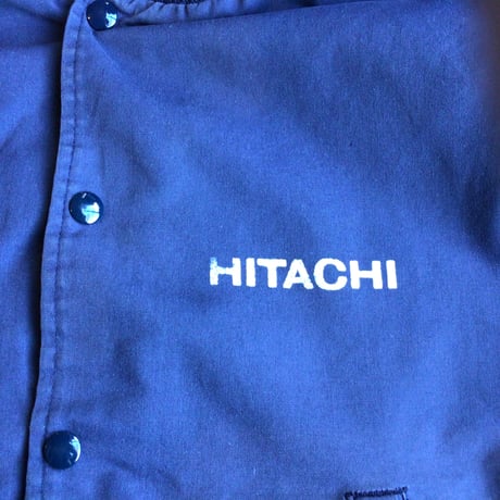 USA製【HITACHI】TAYLOR 企業ロゴ ナイロンジャケット スタジャン ネイビー XL ビンテージ 古着