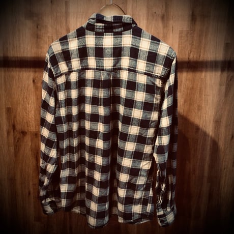【WOOLRICH】 ウールリッチ 長袖 フランネル ネルシャツ ボタンダウン ネイビー ベージュ チェック柄 インド製 M
