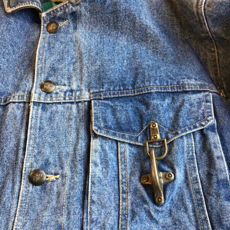 ヴィンテージ【THE JOHN SLIM OUTFIT】 デニムカバーオール レザー襟