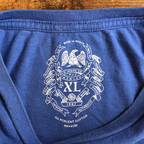 【POLO JEANS CO.】 ポロジーンズ ラルフローレン プリント 半袖 Tシャツ ブルー くすみブルー XL