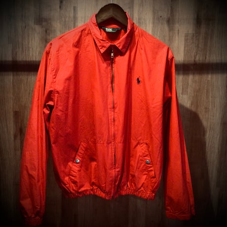 【Polo by Ralph Lauren】90s スイングトップ コットンジャケット XL レッド 緑タグ ライトアウター