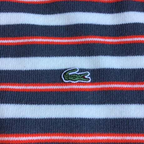 【LACOSTE】 ラコステ ボーダー ニット セーター ワンポイントロゴ 5 グレー