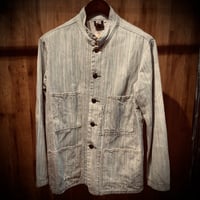【OMNIGOD】 ヒッコリー ワークジャケット スタンドカラー 3 L相当 日本製