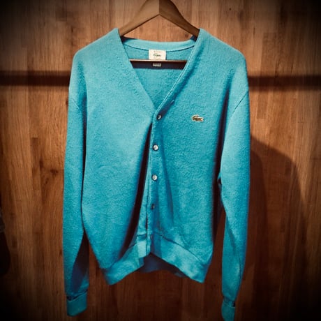 USA製 【IZOD LACOSTE】 アイゾッド ラコステ ニット カーディガン ターコイズブルー M