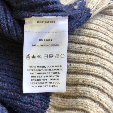 【PENDLETON】 ペンドルトン メリノウール ボーダー クルーネック ニット セーター ホワイト ネイビー L