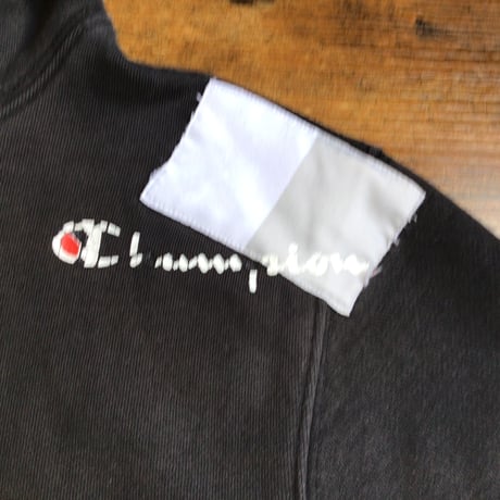 【Champion】 チャンピオン メッセージプリント スウェットパーカー フーディー ブラック S