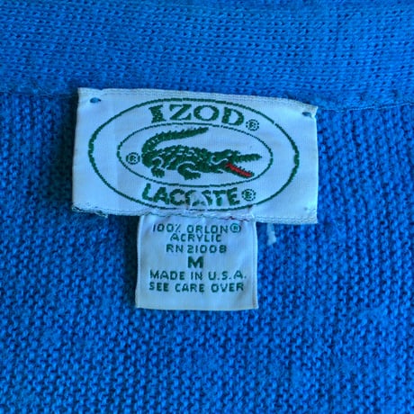 USA製 【IZOD LACOSTE】 アイゾッド ラコステ ニット カーディガン ターコイズブルー M
