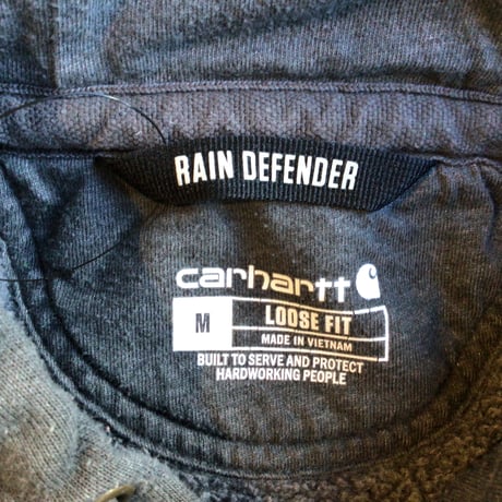 【Carhartt】 カーハート RAIN DEFENDER 企業刺繍 スウェット パーカー チャコールグレー M