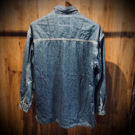 【Levi's】90s リーバイス 裏地フランネル デニムシャツ M インディゴ ネルライナー ワークシャツ チェック柄 長袖シャツ 古着