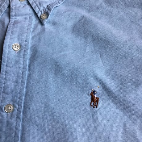 【Ralph Lauren】 長袖 オックスフォード ボタンダウンシャツ L ライトブルー ラルフローレン