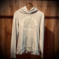 【RUSSELL ATHLETIC】ラッセルアスレティック カレッジ スウェットパーカー 杢グレー XL ALABAMA STATE ブルドッグプリント フーディー 古着