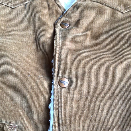 70s 【Wrangler】 ラングラー コーデュロイ 裏ボア ベスト キャメル ブラウン ヴィンテージ