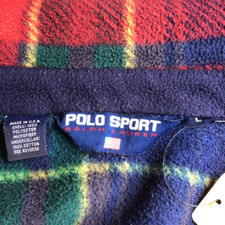 USA製【POLO SPORT】 チェック柄 フリースジャケット L ポロスポーツ