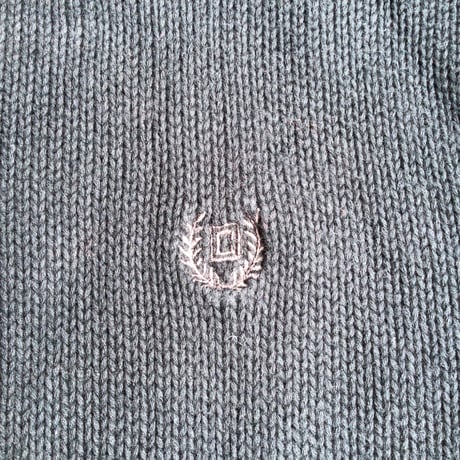 【CHAPS】 チャップス ハーフジップ コットン ニット セーター ブラック L ロゴ刺繍