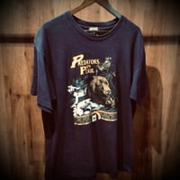 【WWF】 世界自然保護基金 PREDATORS IN PERIL アニマルプリント Tシャツ ネイビー カナダ製 シングルステッチ XL