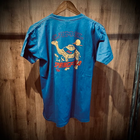 80s USA製 【CAMEL PRO SPRINGFIELD MILE 1984】 ヴィンテージ Tシャツ XL ブルー イーグル 企業物 レース