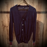 【PS Paul Smith】 ポールスミス リネン100% ニットカーディガン 袖切り替え ネイビー L