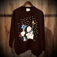 USA製 【PEANUTS】 スヌーピー 雪だるま スウェット ブラック 2X ビッグシルエット MBC