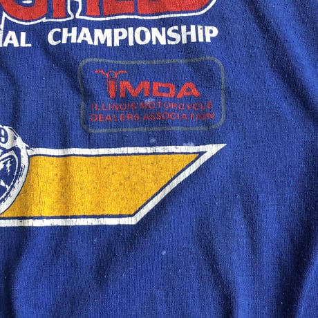 80s USA製 【CAMEL PRO SPRINGFIELD MILE 1984】 ヴィンテージ Tシャツ XL ブルー イーグル 企業物 レース
