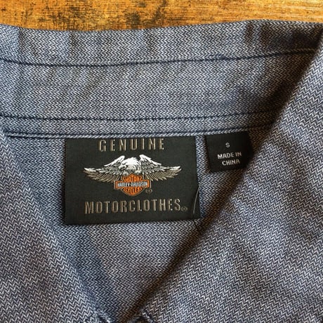 【ハーレーダビッドソン】 長袖 ワークシャツ  スナップボタン 刺繍 ロゴ インディゴブルー ハーレー GENUINE MOTORCLOTHES Sサイズ HARLEY-DAVIDSON