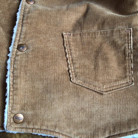 70s 【Wrangler】 ラングラー コーデュロイ 裏ボア ベスト キャメル ブラウン ヴィンテージ