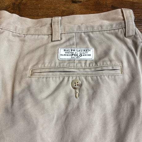 【Polo by Ralph Lauren】 ANDREW PANT 2タック チノパンツ 34/34 ベージュ マカオ製